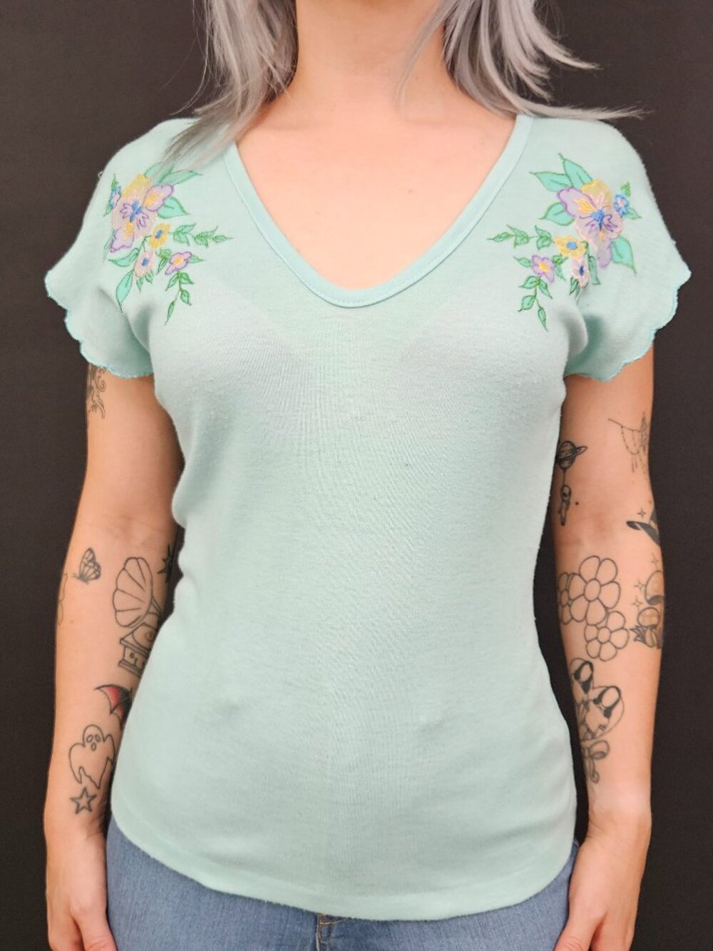 70s/80s C'est Joli by Laura Embroidered Floral Top